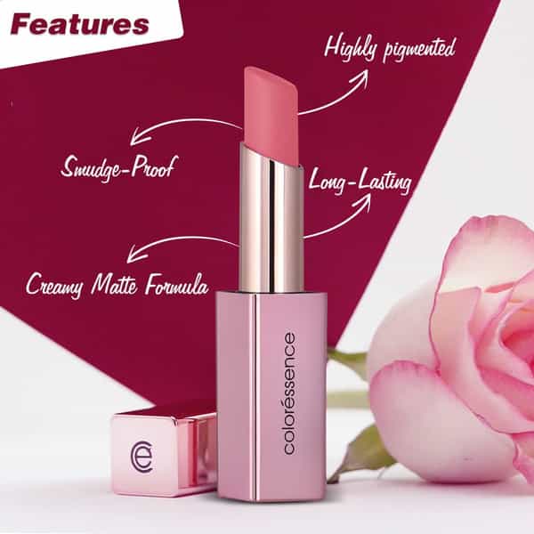 Coloressence Roseate Long Stay Lipstick Infused With Rose Oil & Cocoa Butter | 3.3G - Sheer Scarlet