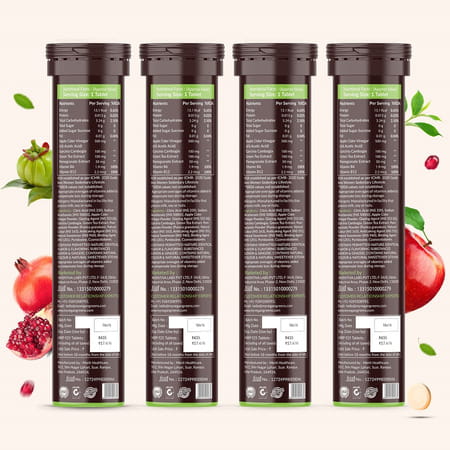 Vegan Greens Apple Cider Vinegar With Garcinina, Pomegrate, Green Tea, Vit B6 100 Effer, Lemonginger