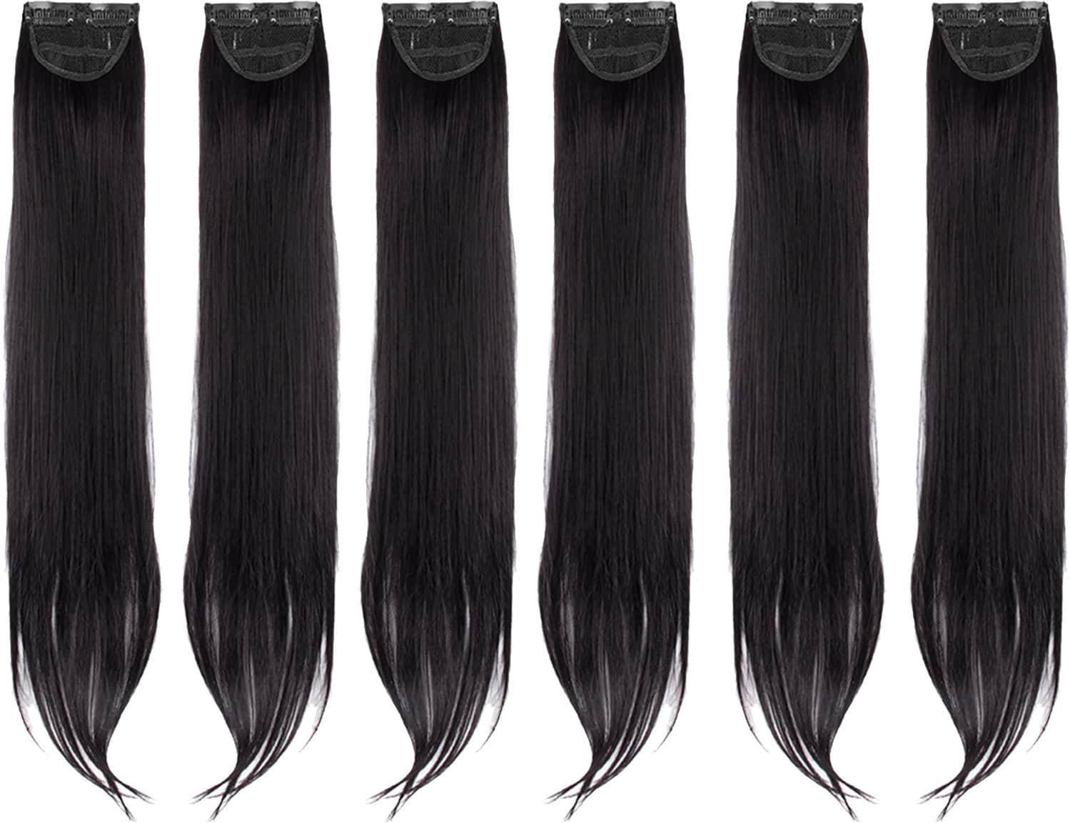 Streak Street Clip-In 24" Straight Natural Black Side Patches (6pcs Set)