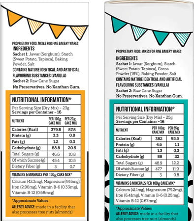 Serapheena Big Box Of Happiness Cake Mix Combo -Vanilla 375g & Chocolate 400g |Eggless| Pack Of 2