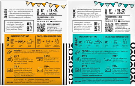 Serapheena Big Box Of Happiness Cake Mix Combo -Vanilla 375g & Chocolate 400g |Eggless| Pack Of 2