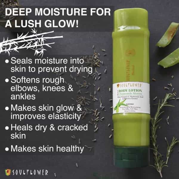 Soulflower Chamomile Aloe Vera Body Lotion With Vitamin C Hyaluronic Acid Bamboo Extracts 250Ml