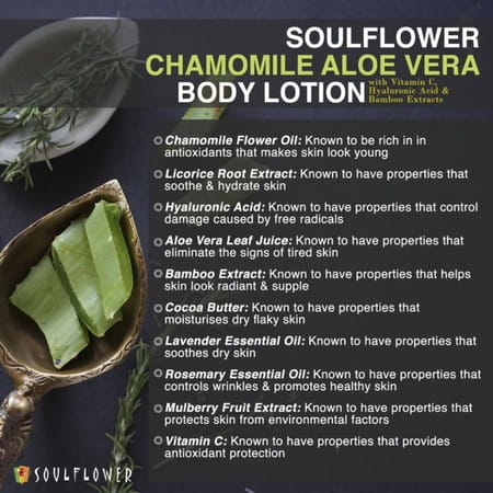 Soulflower Chamomile Aloe Vera Body Lotion With Vitamin C Hyaluronic Acid Bamboo Extracts 250ml