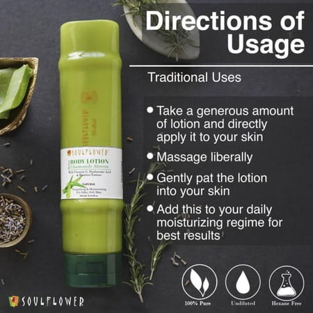 Soulflower Chamomile Aloe Vera Body Lotion With Vitamin C Hyaluronic Acid Bamboo Extracts 250ml