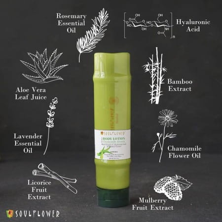 Soulflower Chamomile Aloe Vera Body Lotion With Vitamin C Hyaluronic Acid Bamboo Extracts 250ml