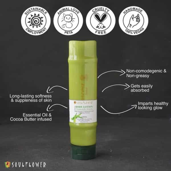 Soulflower Chamomile Aloe Vera Body Lotion With Vitamin C Hyaluronic Acid Bamboo Extracts 250Ml