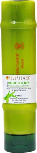 Soulflower Chamomile Aloe Vera Body Lotion With Vitamin C Hyaluronic Acid Bamboo Extracts 250Ml