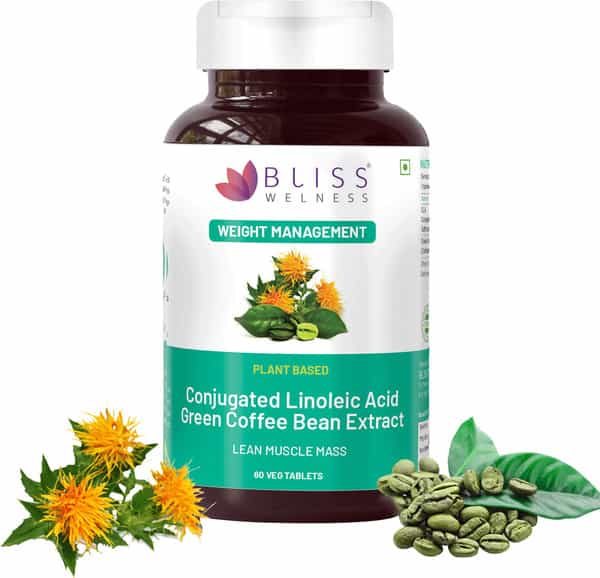Bliss Welness Green Coffee Bean Extract + Cla Supplements | For Weight Management | 60 Veg Tablets