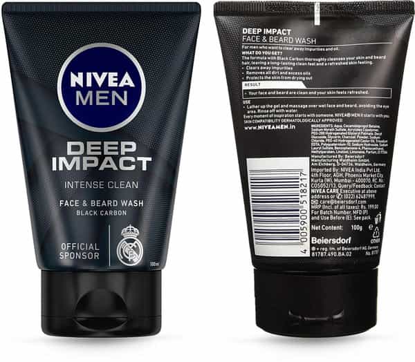 Nivea Men Deep Impact Intense Care Clean With Black Carbon Facewash - 100G