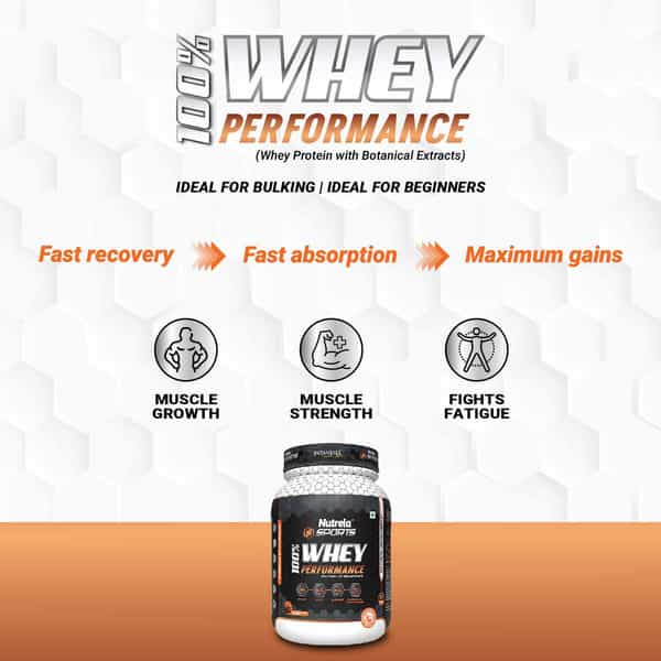 Nutrela Sports 100% Whey Performance Protein Powder -1Kg ( Flavor Vanilla Ice Cream)