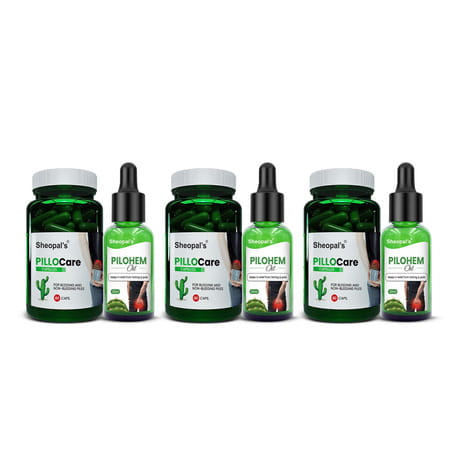 Sheopal'S Ayurvedic Pillocare 60 Capsules With Pilohem Aid 30ml Oil - Pack Of 3