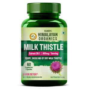 Vlado's Himalayan Organics Milk Thistle Extract | Helps In Cleanse Liver - 60 Veg Capsules
