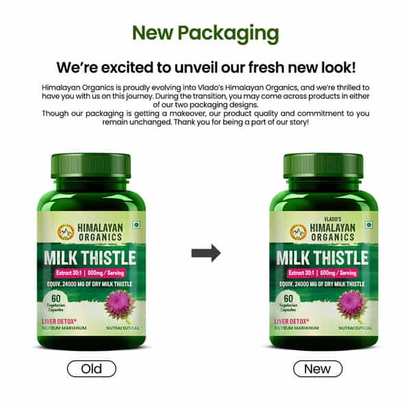 Vlado's Himalayan Organics Milk Thistle Extract | Helps In Cleanse Liver - 60 Veg Capsules