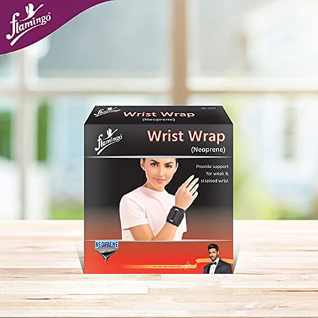 Flamingo Neoprene Wrist Wrap For Sports Injuries Crossfit | Color-Black