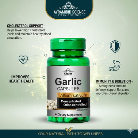 Cipzer Garlic Softgel 60 Capsules | Supports Digestive Health| Immunity & Overall Wellness