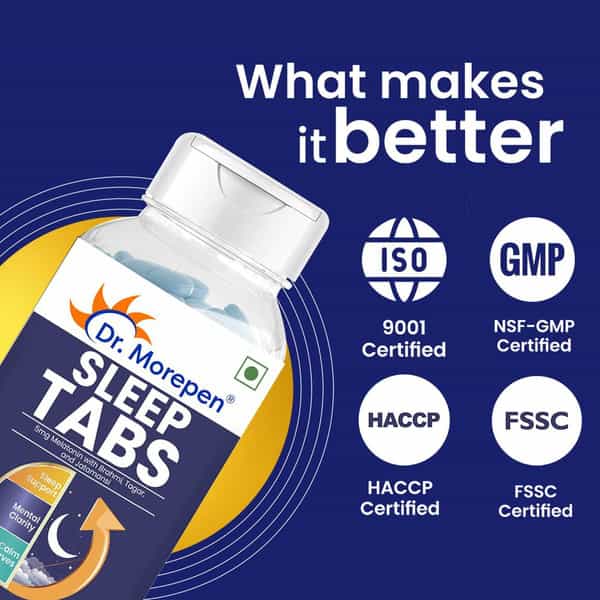 Dr. Morepen Sleep Tabs - Melatonin 5Mg Sleeping Tablets - 60 Veg Tablets