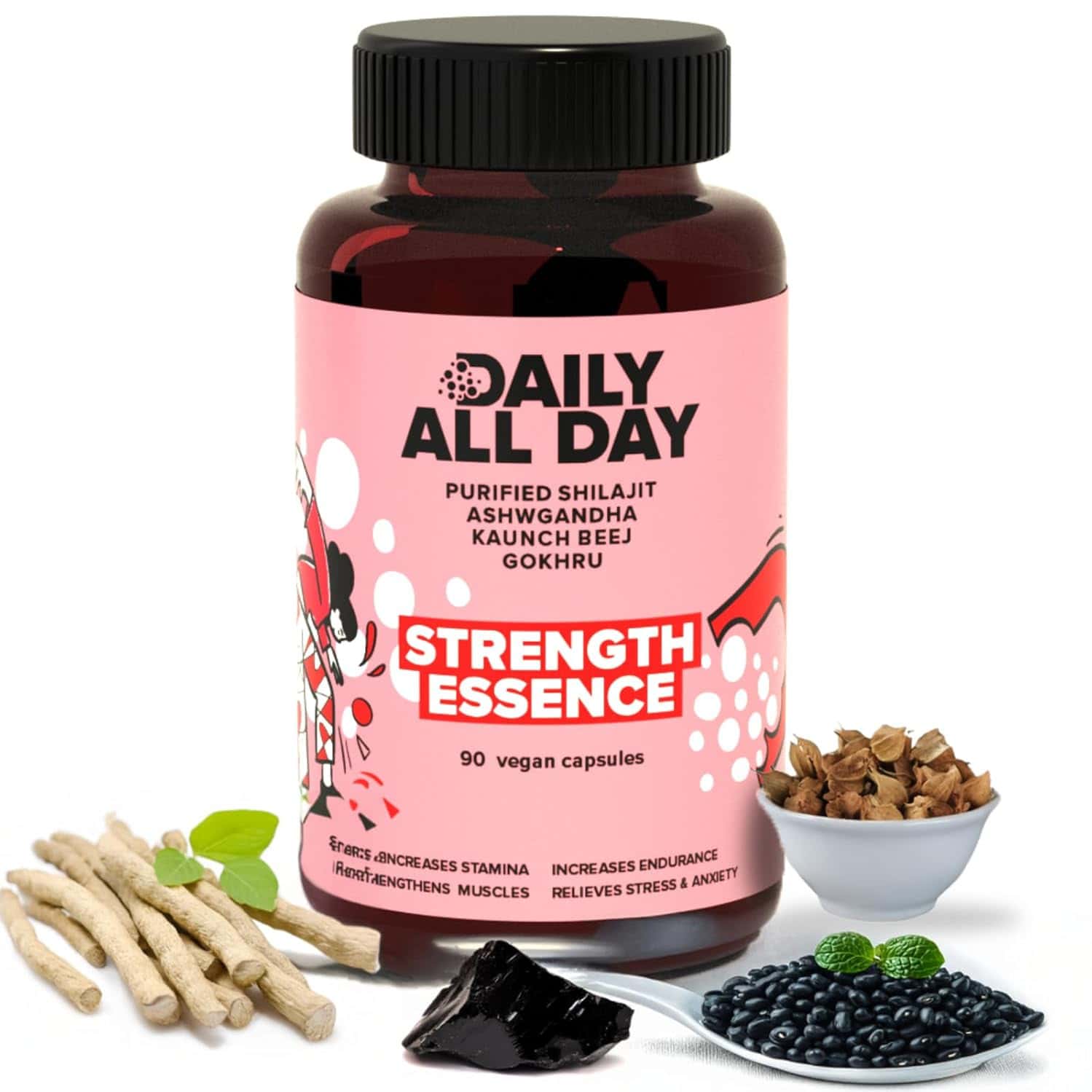 Daily All Day Himalayan Shilajit Resin Capsules For Men Women | 90 Capsules