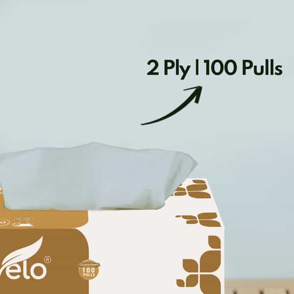 Imvelo Ultra Soft 2 Ply Facial Tissues Box | Pack Of 8 - (100 Pulls 200 Sheets) Home/Office Pack