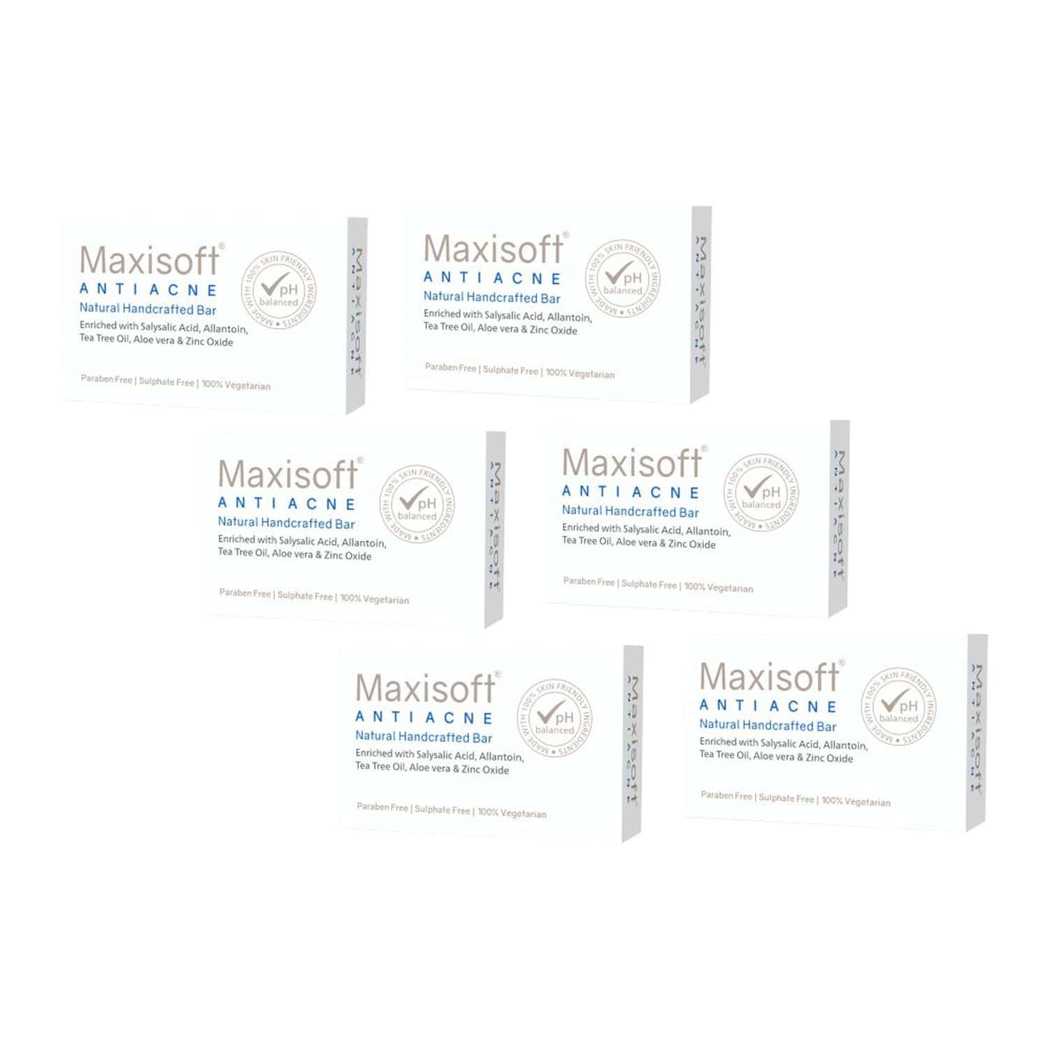 Maxisoft Anti Acne | Natural Handcrafted | Bar | 75 Gm | Pack Of 6