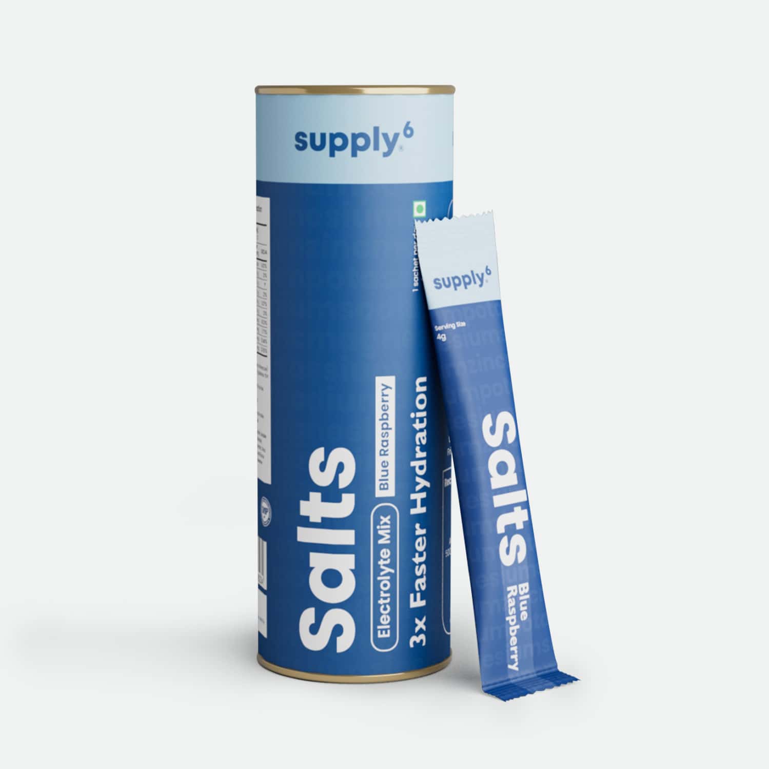 Supply6 Salts | Electrolyte Mix | Zero Added Sugar | (3 Servings | Blue Raspberry)