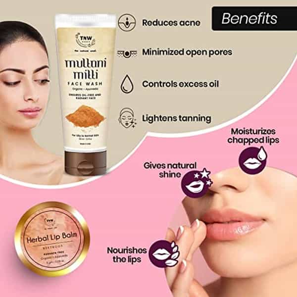 Tnw The Natural Wash Beetroot Lip Balm & Multani Mitti Face Wash Combo | Pack Of 2