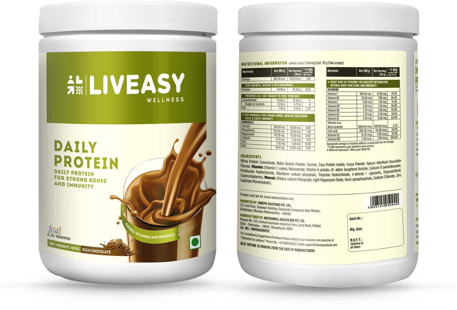 Buy LIVEASY WELLNESS DAILY PROTEIN PROVIDES ENERGY & VITALITY JAR