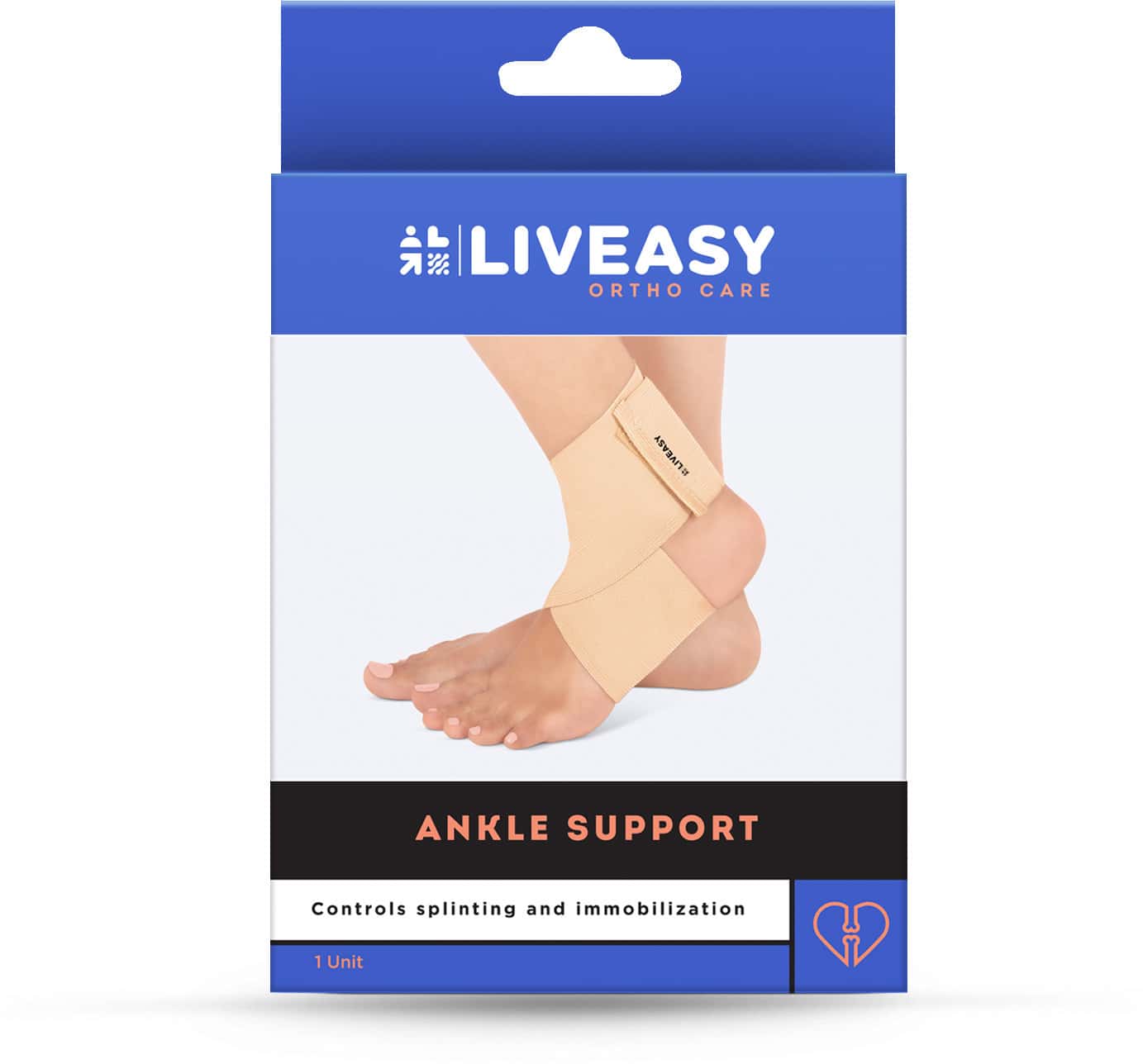 Liveasy Ankle Support - Prevents Swelling - Boosts Performance - Size Medium 1 Nos