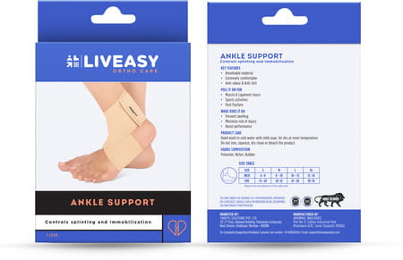 Liveasy Ankle Support - Prevents Swelling - Boosts Performance - Size Medium 1 Nos