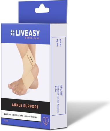 Liveasy Ankle Support - Prevents Swelling - Boosts Performance - Size Medium 1 Nos