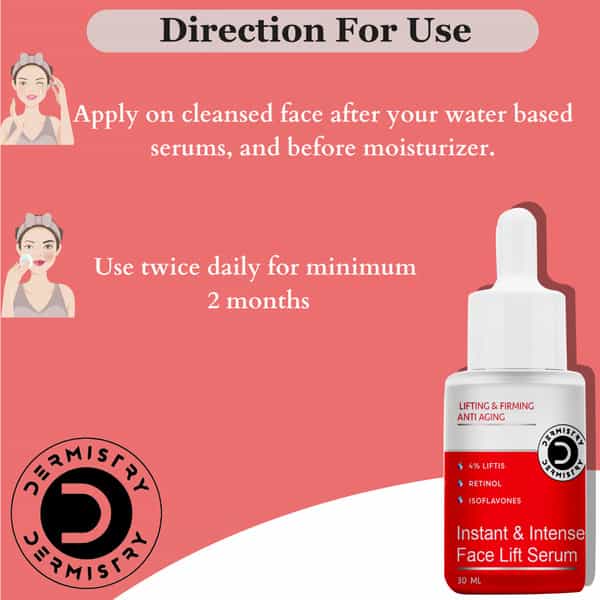 Dermistry Anti Aging Instant Skin Firming Tightening 4% Liftis Retinol Hyaluronic Acid Face Serum 