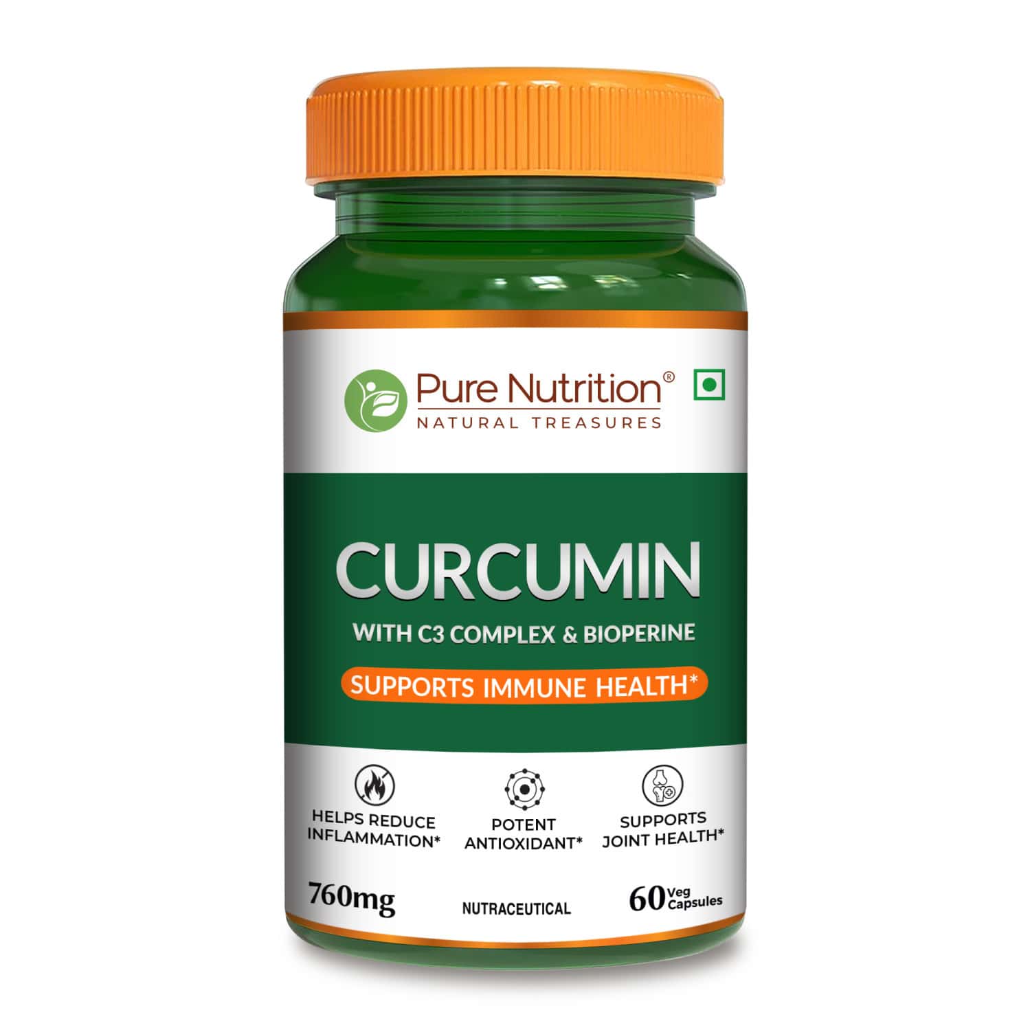 Pure Nutrition Curcumin With C3 Complex L Curcumin Capsules To Boost Joint Health L - 60 Veg Caps