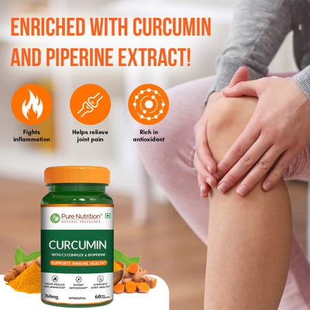 Pure Nutrition Curcumin With C3 Complex L Curcumin Capsules To Boost Joint Health L - 60 Veg Caps