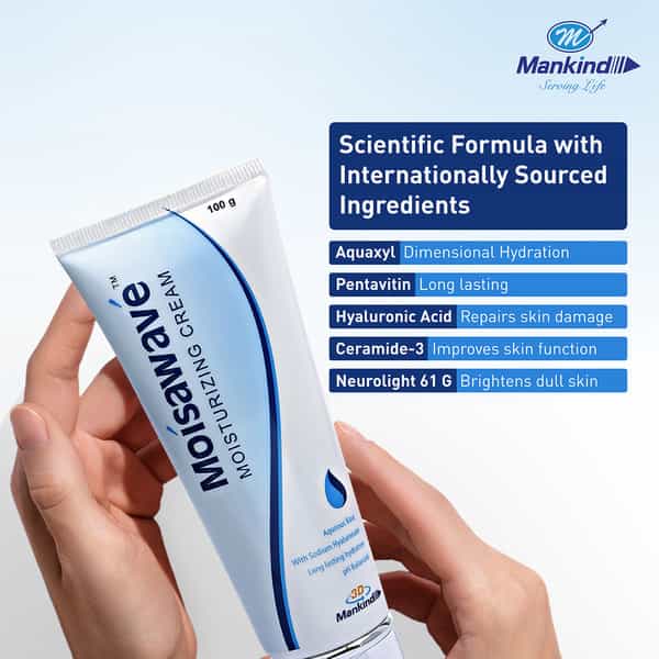 Mankind Moisawave Cream | Lightweight | 72H Moisture Lockdown | For All Skin Type | 100G