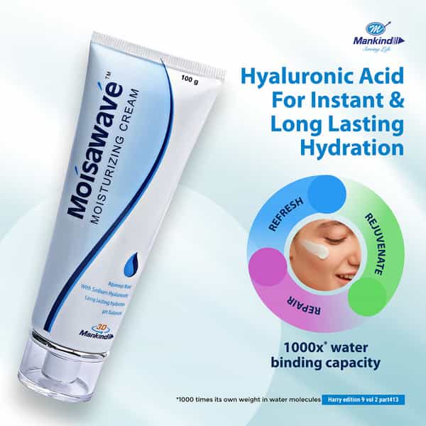 Mankind Moisawave Cream | Lightweight | 72H Moisture Lockdown | For All Skin Type | 100G
