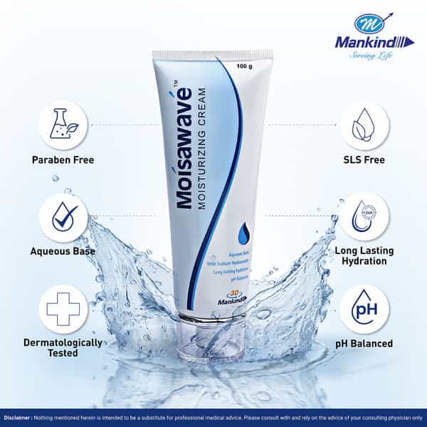 Mankind Moisawave Cream | Lightweight | 72H Moisture Lockdown | For All Skin Type | 100G