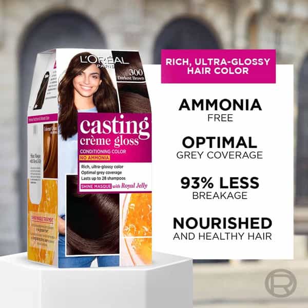 L'oreal Paris Casting Creme Gloss Hair Color | Shade 300 - Darkest Brown | 60G + 40Ml + 60G