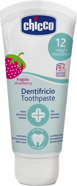Chicco Baby Toothpaste Strawberry 12 Months+ - No Fluoride 50 Ml
