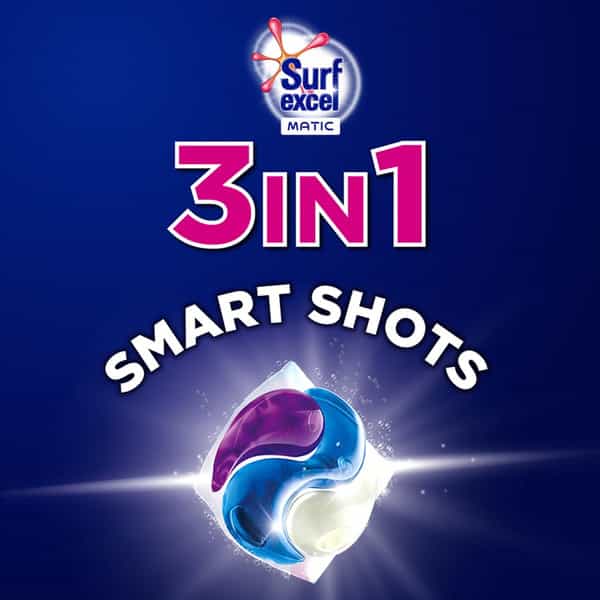 Surf Excel Matic 3-In-1 Smart Shots For Both Front Load And Top Load Machines - Pack Of 17