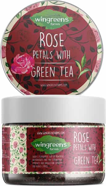 Wingreens Farms Rose Petals With Green Tea | 60G Jar