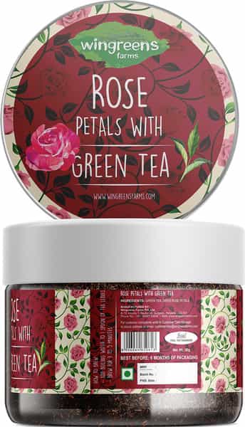 Wingreens Farms Rose Petals With Green Tea | 60G Jar