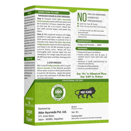 Attar Ayurveda Indigo Powder For Black Hair (200 Grams)