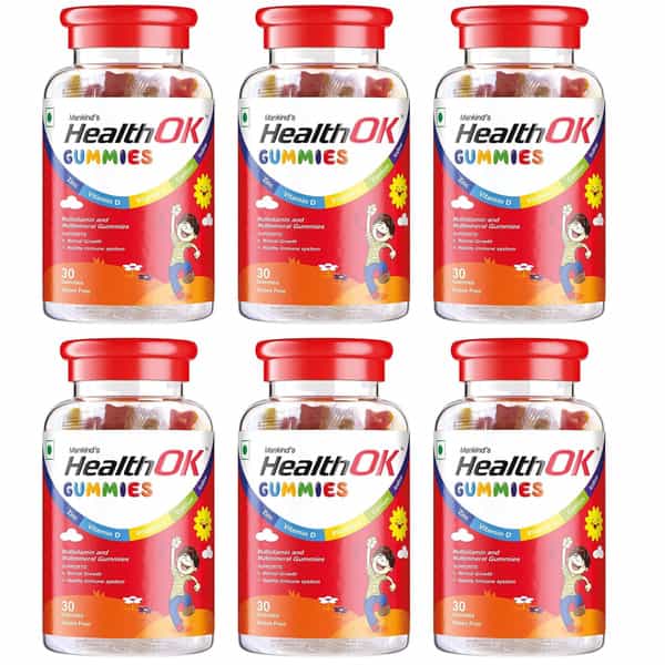 Health Ok Mankind Gummies Multivitamin And Multimineral For Kids | 30 Gummies X Pack Of 6