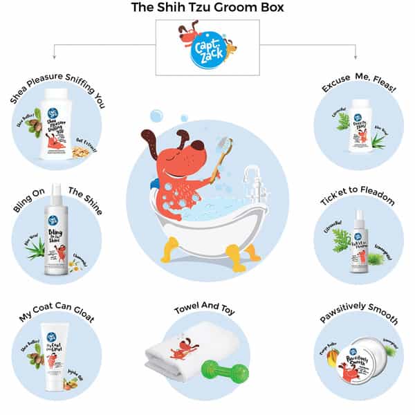 Captain Zack-The Shihtzu Groom Box-Ultimate 8 In 1 Head To Paw Groom-Kit For Your Dog.
