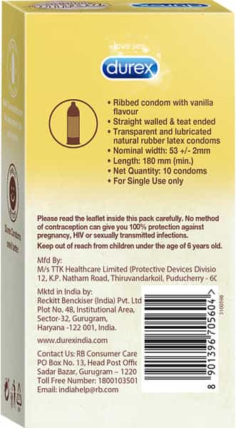 Durex Vanilla Popsicle Flavoured Condoms -10S