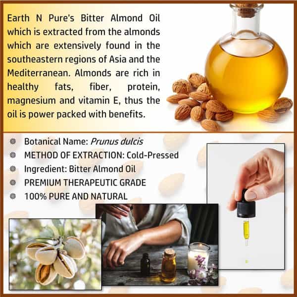 Earth N Pure Bitter Almond Oil - 200 Ml (6.8 Fl. Oz.) Hair Oil (200 Ml)