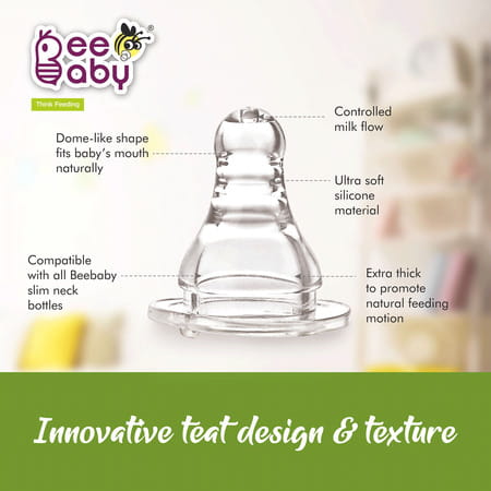 Beebaby Comfort Slim Neck With Anti-Colic Silicone Nipple 2 Oz Baby Green Feeding Bottle 60 Ml