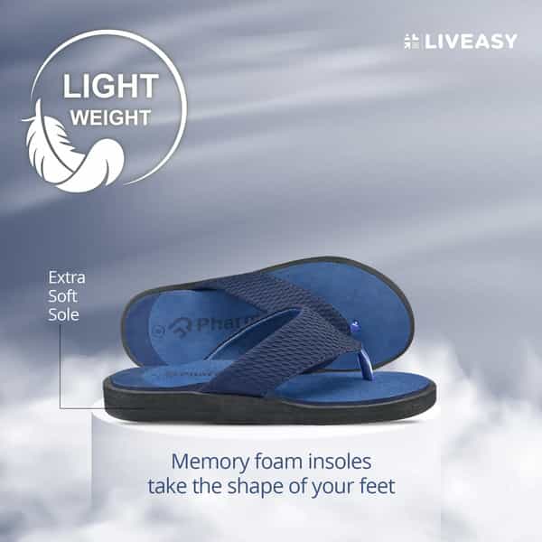 Liveasy Essentials Men's Diabetic & Orthopedic Slippers - Blue - Size Uk 6 / Us 7