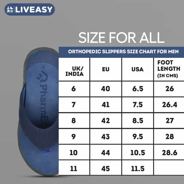 Liveasy Essentials Men's Diabetic & Orthopedic Slippers - Blue - Size Uk 6 / Us 7