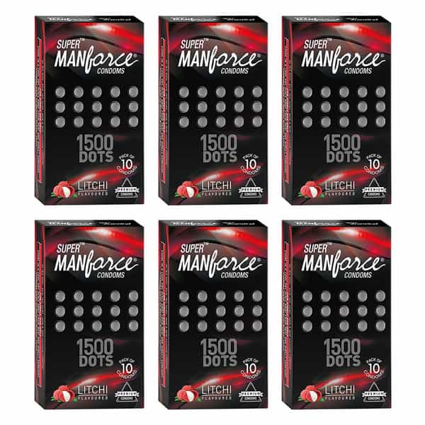 Manforce Extra Dotteds Litchi Flavoured Condom (Set Of 6 60 Sheets)