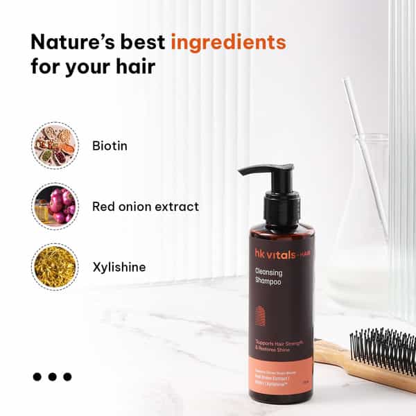 Hk Vitals Hair Shampoo (175Ml) | Red Onion | Biotin & Xylishine | Hair Strength & Shine